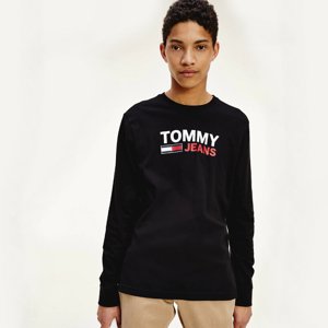 Tommy Jeans pánské černé triko s dlouhým rukávem - S (BDS)