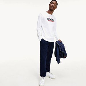 Tommy Jeans pánské bílé triko s dlouhým rukávem - L (YBR)