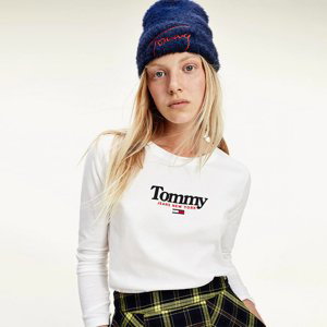 Tommy Jeans dámské bílé tričko s dlouhým rukávem - M (YBR)