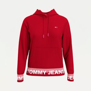 Tommy Jeans dámská červená mikina s potiskem - L (XLK)