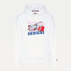 Tommy Jeans dámská bílá mikina Logo Hoodie - M (YBR)