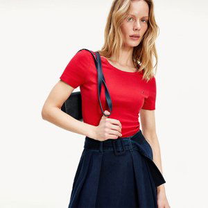 Tommy Hilfiger dámské červené tričko - L (XLG)