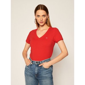 Tommy Jeans dámské červené tričko - XS (XNL)