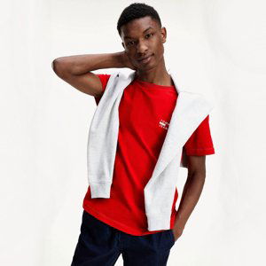 Tommy Jeans pánské červené tričko Chest - XXL (XNL)