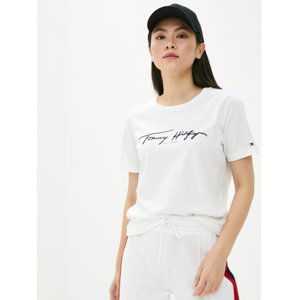 Administrovat Tommy Hilfiger dámské bílé tričko - XS (YBR)
