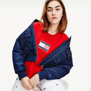 Tommy Jeans dámské červené tričko Americana