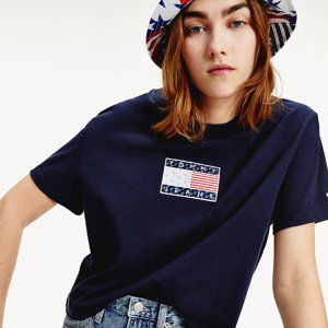 Tommy Jeans dámské tmavě modré tričko Americana