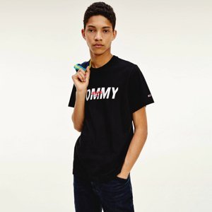 Tommy Jeans pánské černé tričko Layred grafic tee - M (BDS)
