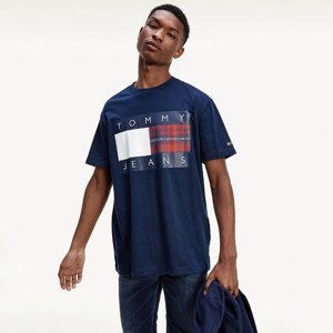 Tommy Jeans pánské modré tričko Flag Tee - L (C87)