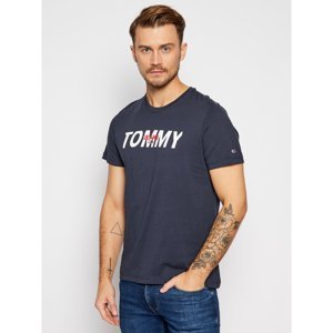 Tommy Jeans pánské modré tričko Layered graphic tee - L (C87)