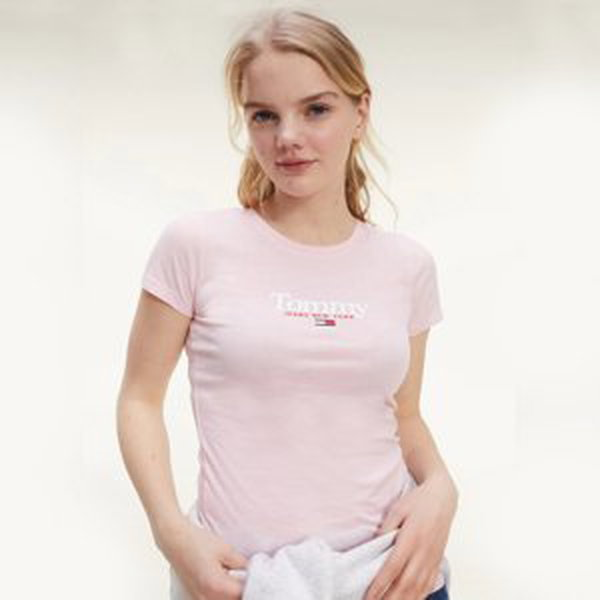Tommy Jeans dámské světle růžové tričko Essential - L (TOJ)