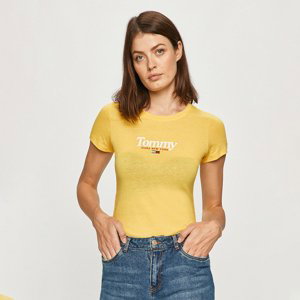 Tommy Jeans dámské žluté tričko Essential - M (ZGQ)
