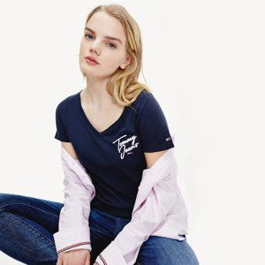 Tommy Jeans dámské tmavě modré tričko Essential - L (C87)