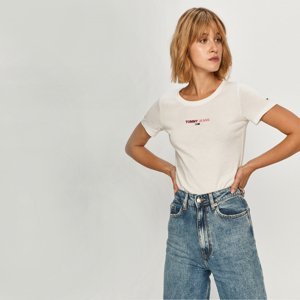 Tommy Jeans dámské bílé tričko Flag - S (YBR)