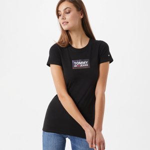 Tommy Jeans dámské černé tričko Gradient Logo - XS (BDS)