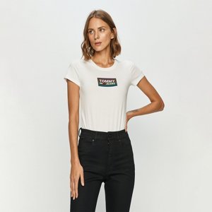 Tommy Jeans dámské bílé tričko Gradient Logo - S (YBR)