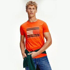 Tommy Hilfiger pánské oranžové tričko Corp - M (SNC)