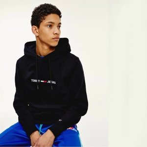 Tommy Jeans pánská černá mikina s kapucí - XXL (BDS)