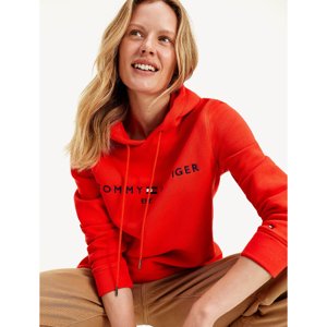 Tommy Hilfiger dámská oranžová mikina s kapucí Hoodie - XS (SNF)