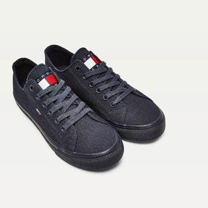 Tommy Jeans dámské tmavě modré látkové tenisky Long Lace Up - 37 (C87)