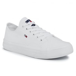 Tommy Jeans dámské bílé látkové tenisky Long Lace Up - 41 (YBR)