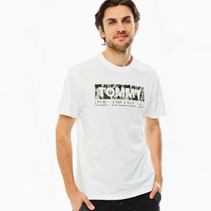 Tommy Jeans pánské bílé tričko Aop - L (YBR)