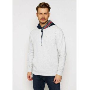 Tommy Jeans pánská šedá mikina s kapucí - L (C87)