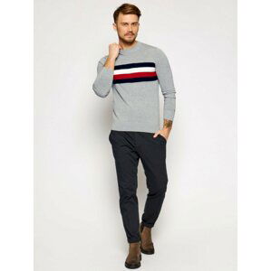 Tommy Hilfiger pánský šedý svetr Global Stripe - XL (PG5)