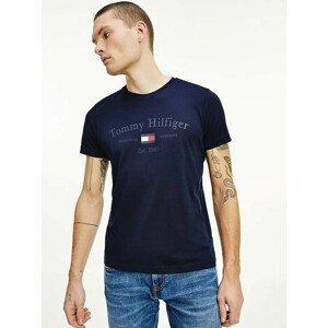 Tommy Hilfiger pánské tmavě modré triko Printed - M (DW5)