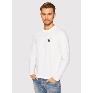 Calvin Klein pánské bílé tričko s dlouhým rukávem - L (YAF)