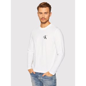 Calvin Klein pánské bílé tričko s dlouhým rukávem - XL (YAF)