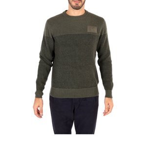 Calvin Klein pánský khaki zelený pruhovaný svetr