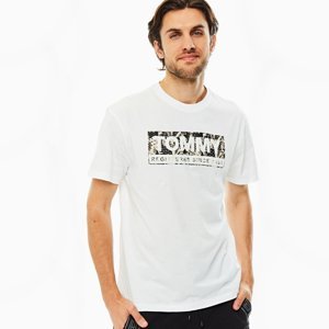 Tommy Jeans pánské bílé tričko Aop - XXL (YBR)