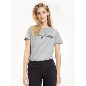 Tommy Hilfiger dámské šedé tričko Graphic - XXS (039)