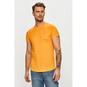 Tommy Jeans pánské oranžové triko SLIM JASPE - M (ZNA)