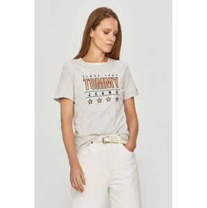 Tommy Jeans dámské šedé triko METALLIC - XL (PJ4)