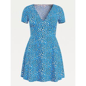 Tommy Jeans dámské modré leopardí šaty - XS (0G2)