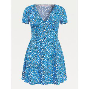 Tommy Jeans dámské modré leopardí šaty - M (0G2)
