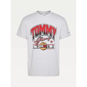 Tommy Jeans pánské šedé triko VARSITY BBALL GRAPHIC - S (PJ4)