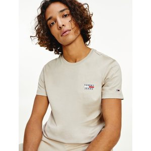 Tommy Jeans pánské krémové triko CHEST LOGO