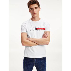 Tommy Hilfiger pánské bílé triko Global Stripe Chest - L (YBR)