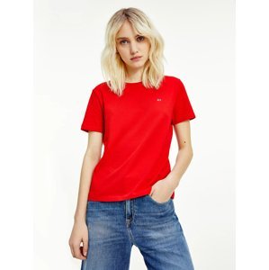 Tommy Jeans dámské červené tričko Jersey - M (XNL)