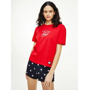 Tommy Hilfiger dámské červené tričko Logo - L (XLG)