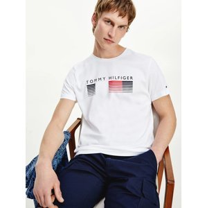 Tommy Hilfiger pánské bílé tričko Graphic - S (YBR)