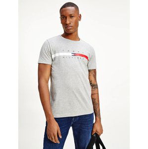 Tommy Hilfiger pánské šedé triko Global Stripe Chest