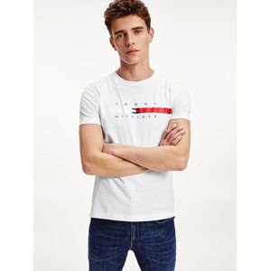 Tommy Hilfiger pánské bílé triko Global Stripe Chest - XS (YBR)