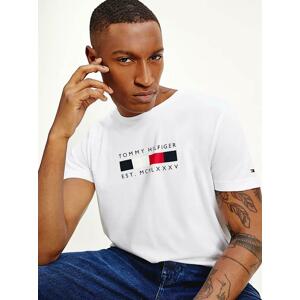 Tommy Hilfiger pánské bílé tričko s potiskem - XL (YBR)