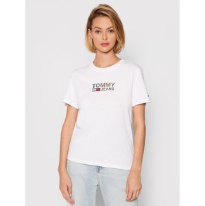 Tommy Jeans dámské bílé tričko Metallic - M (YBR)
