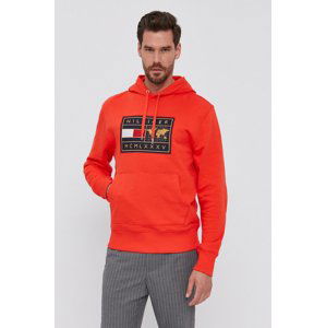 Tommy Hilfiger pánská oranžová mikina s kapucí - XL (XJD)