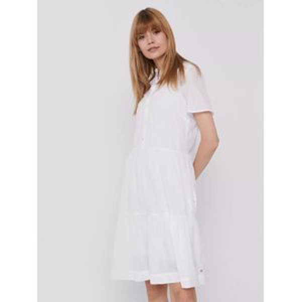 Tommy Hilfiger dámské bílé šaty Voile - 34 (YCF)